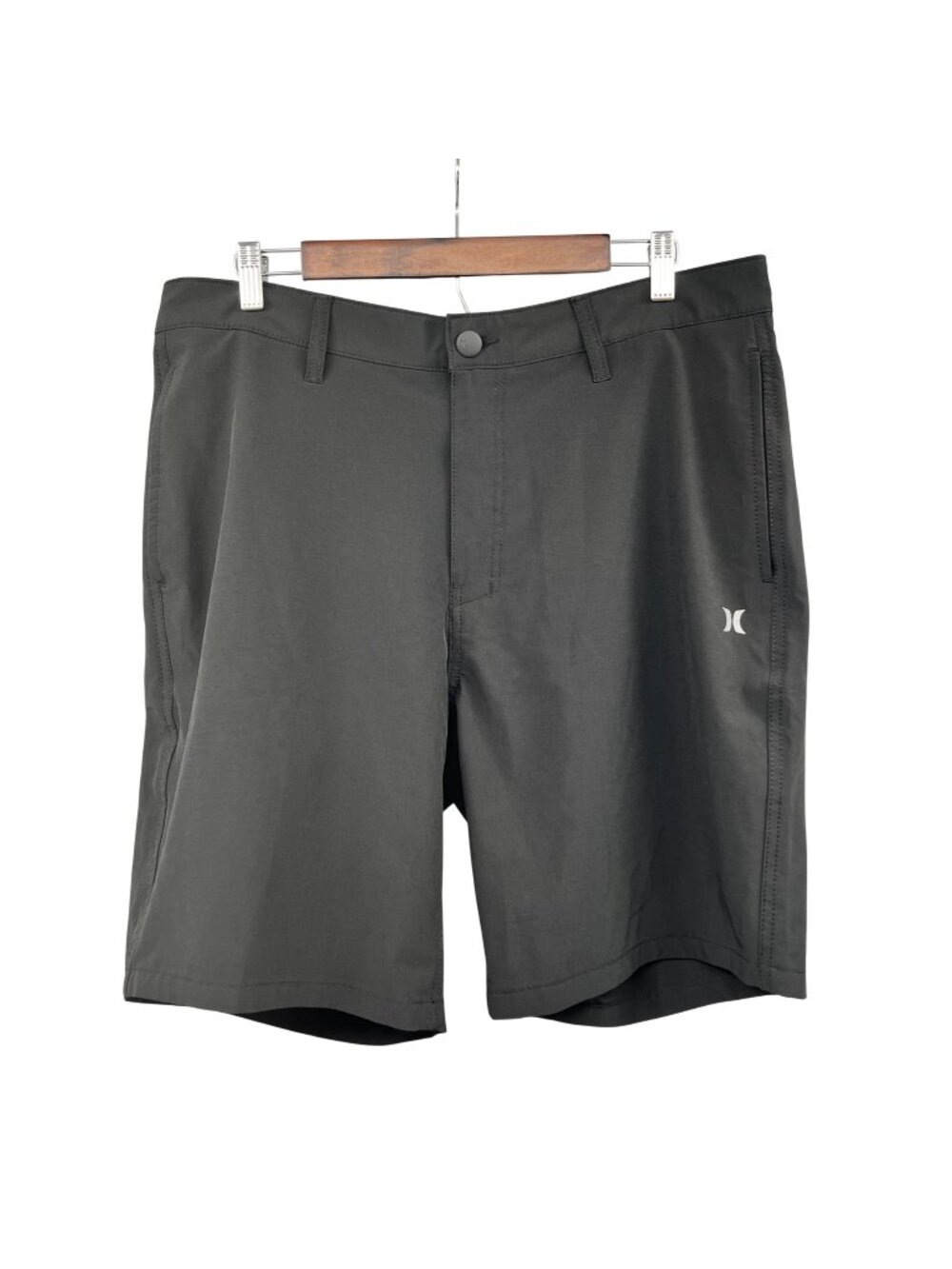Hurley Mens Active Walk Shorts Flat Front Pockets Black Size 36